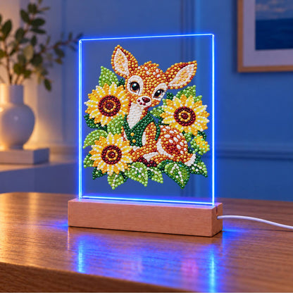 Fawn Nestled in Sunflowers (Light-Up Pearl Painting)