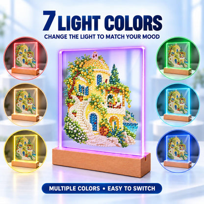 Lemon Grove Villa by the Sea (Light-Up Pearl Painting)