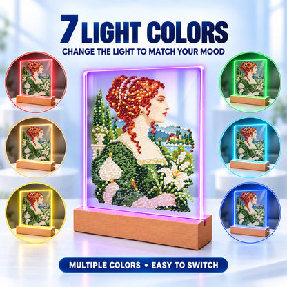 Red-Haired Lady with Calla Lilies (Light-Up Pearl Painting)