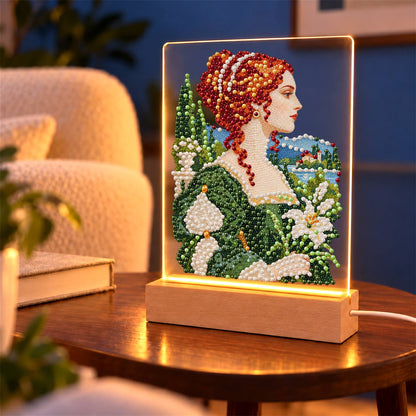 Red-Haired Lady with Calla Lilies (Light-Up Pearl Painting)