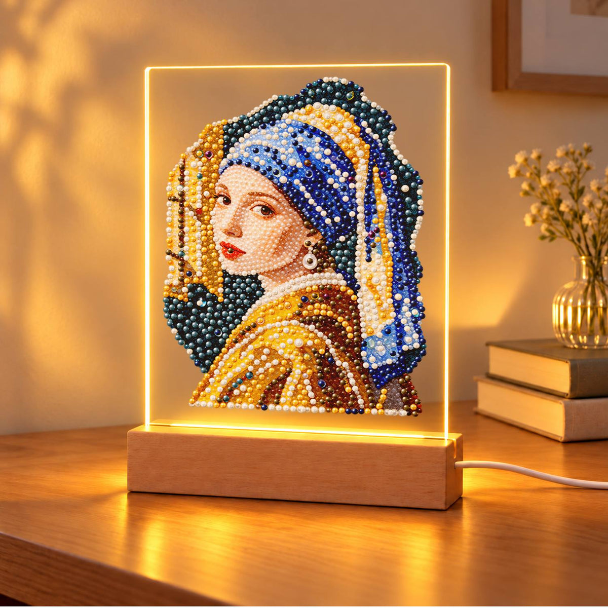 Girl in a Blue Turban (Light-Up Pearl Painting)