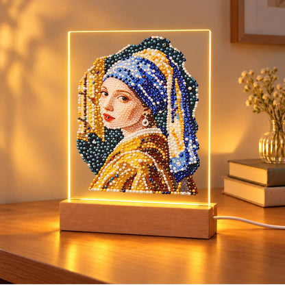 Girl in a Blue Turban (Light-Up Pearl Painting)