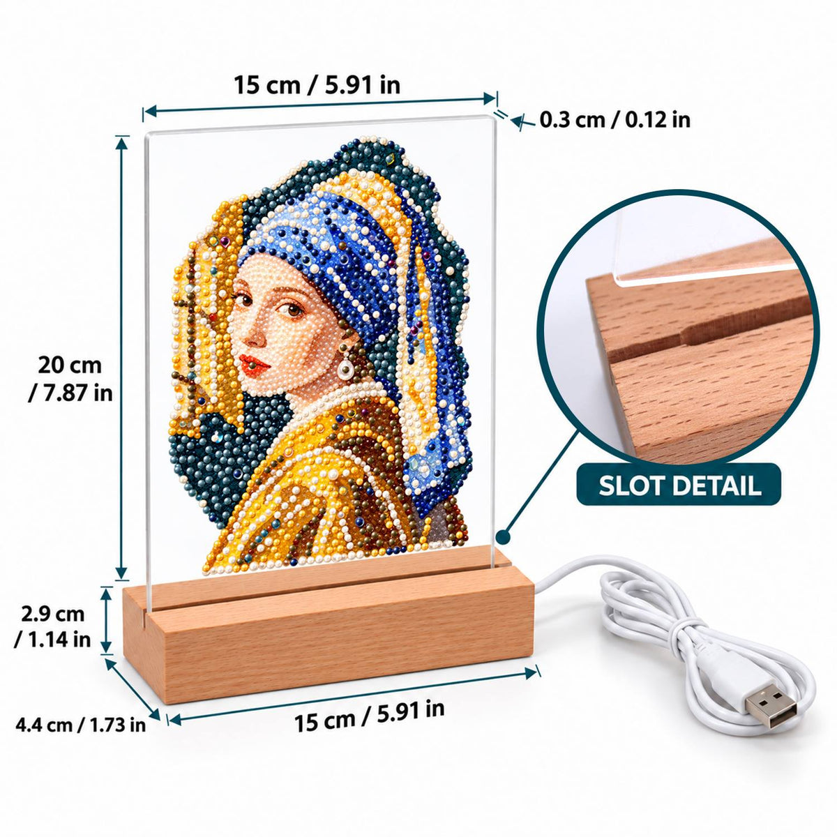 Girl in a Blue Turban (Light-Up Pearl Painting)