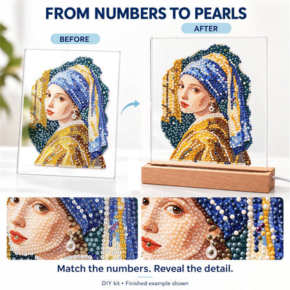 Girl in a Blue Turban (Light-Up Pearl Painting)