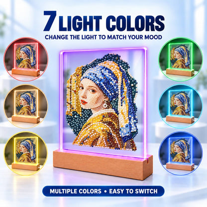 Girl in a Blue Turban (Light-Up Pearl Painting)