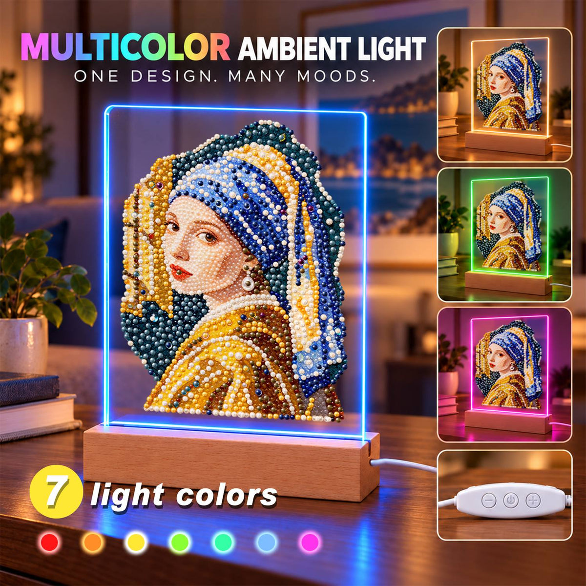 Girl in a Blue Turban (Light-Up Pearl Painting)