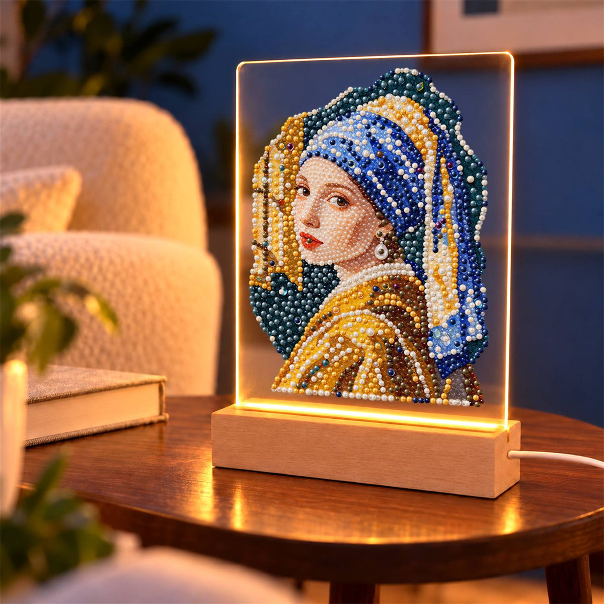 Girl in a Blue Turban (Light-Up Pearl Painting)