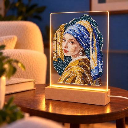 Girl in a Blue Turban (Light-Up Pearl Painting)