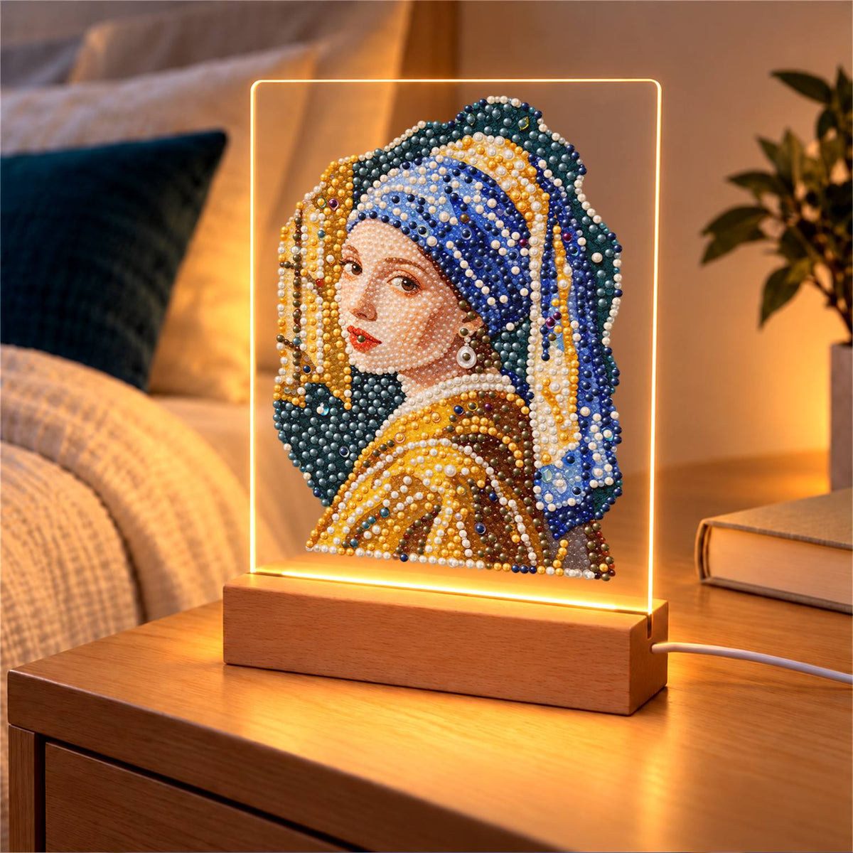 Girl in a Blue Turban (Light-Up Pearl Painting)