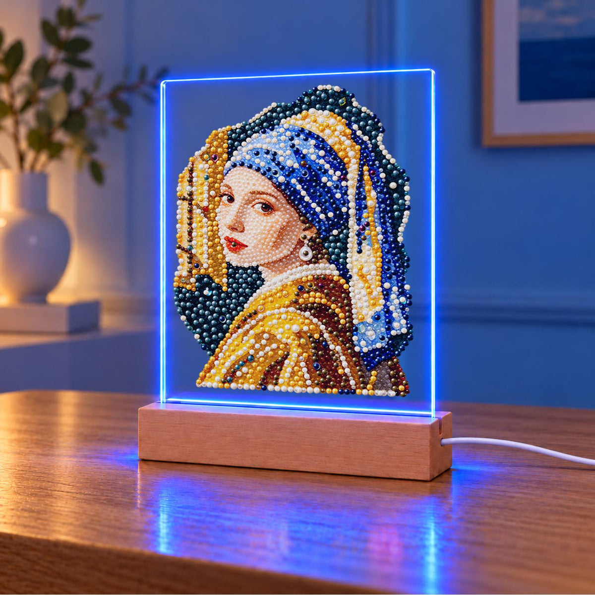 Girl in a Blue Turban (Light-Up Pearl Painting)