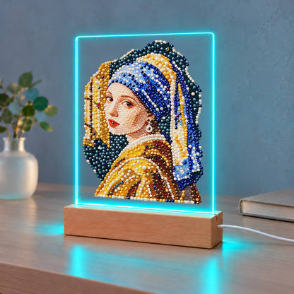 Girl in a Blue Turban (Light-Up Pearl Painting)