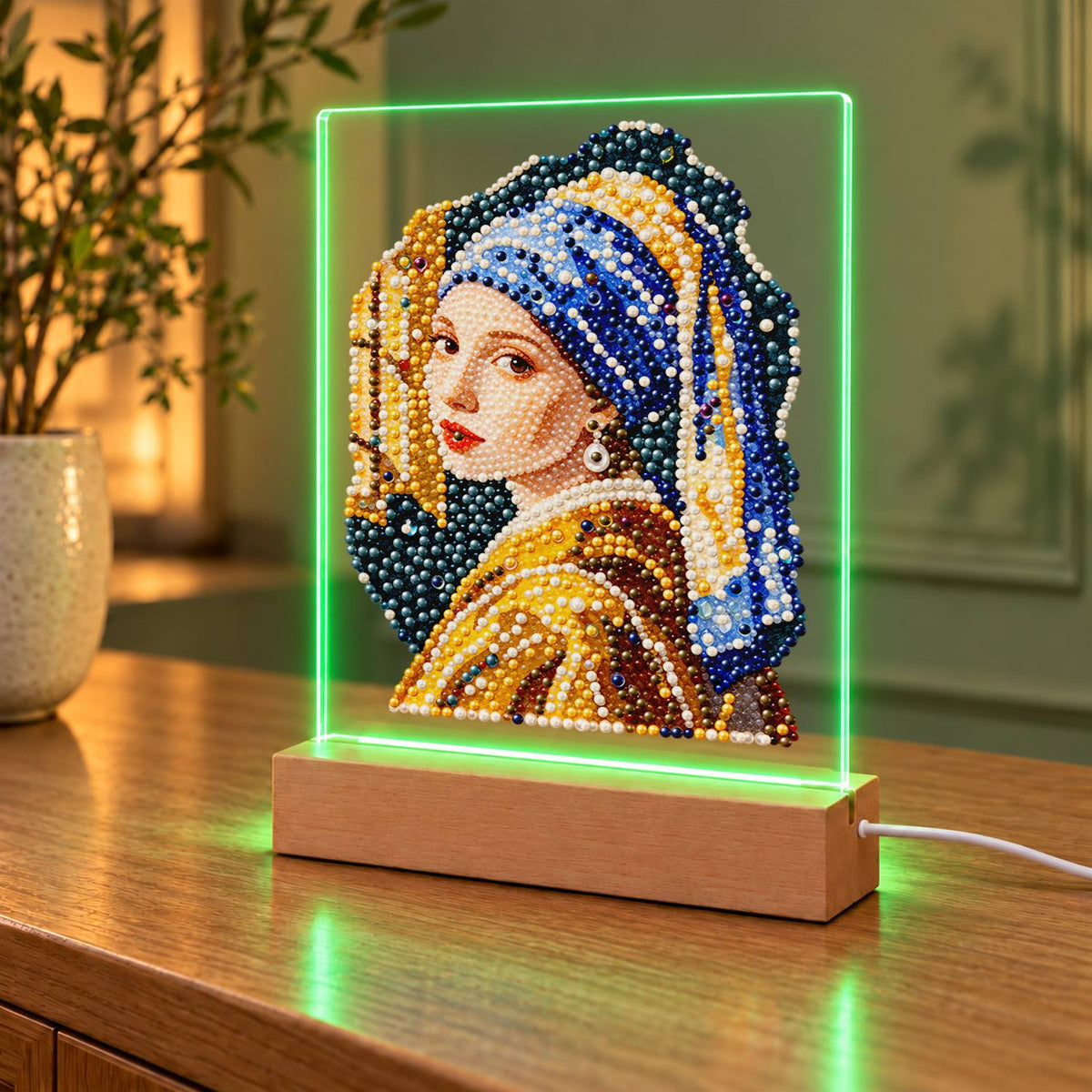 Girl in a Blue Turban (Light-Up Pearl Painting)