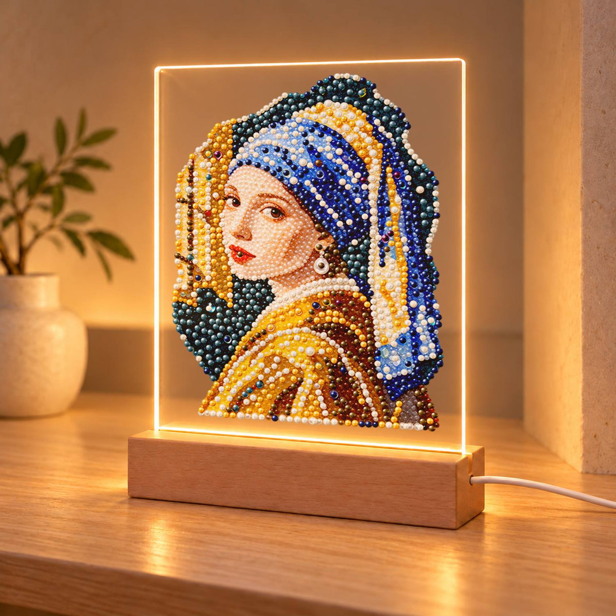 Girl in a Blue Turban (Light-Up Pearl Painting)