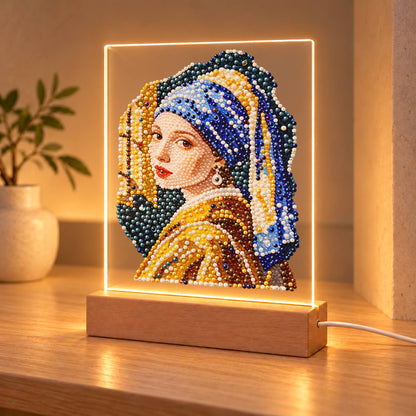 Girl in a Blue Turban (Light-Up Pearl Painting)