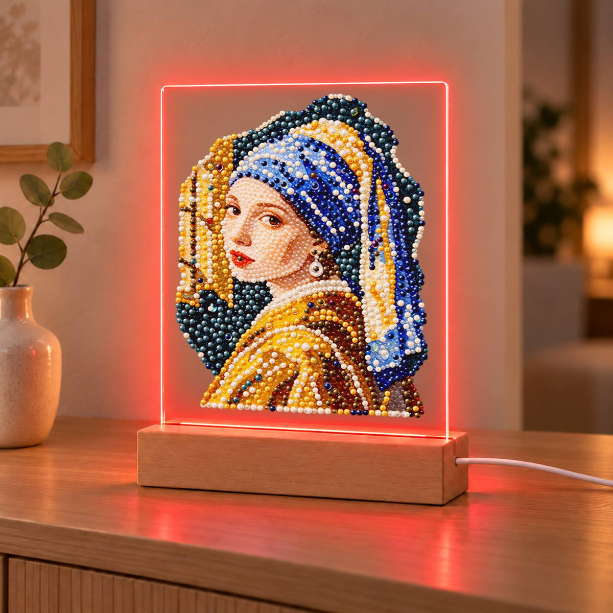 Girl in a Blue Turban (Light-Up Pearl Painting)