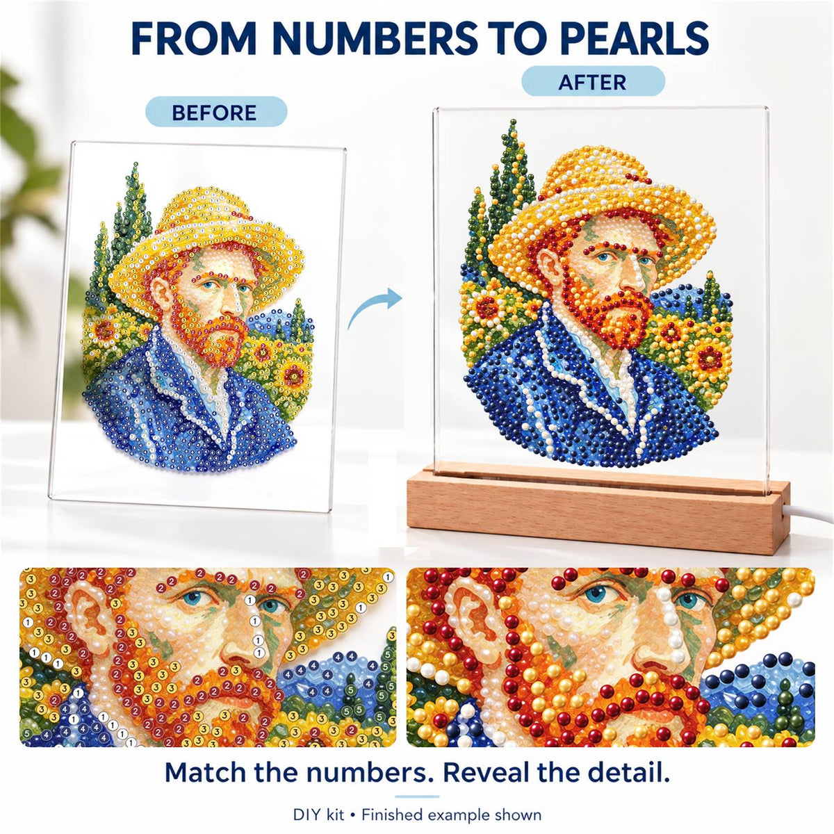 Red-Bearded Painter in a Straw Hat (Light-Up Pearl Painting)