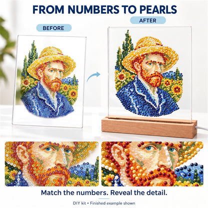 Red-Bearded Painter in a Straw Hat (Light-Up Pearl Painting)