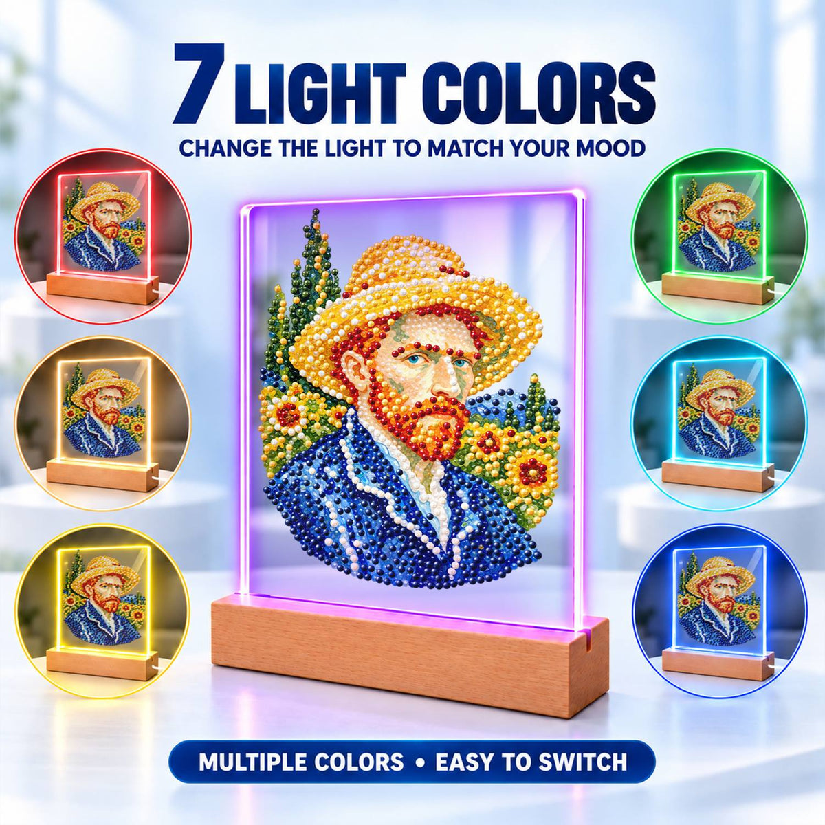 Red-Bearded Painter in a Straw Hat (Light-Up Pearl Painting)