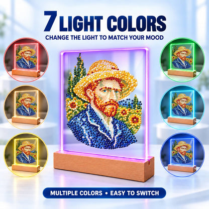 Red-Bearded Painter in a Straw Hat (Light-Up Pearl Painting)