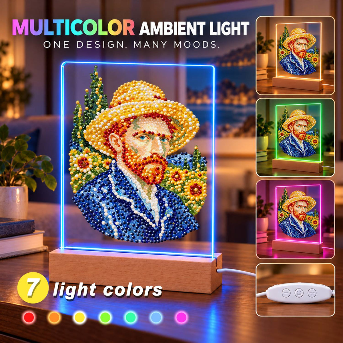 Red-Bearded Painter in a Straw Hat (Light-Up Pearl Painting)