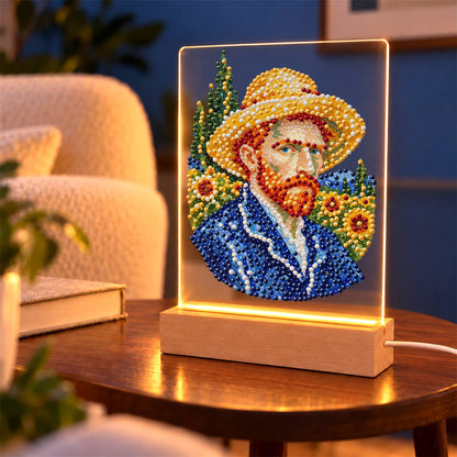 Red-Bearded Painter in a Straw Hat (Light-Up Pearl Painting)