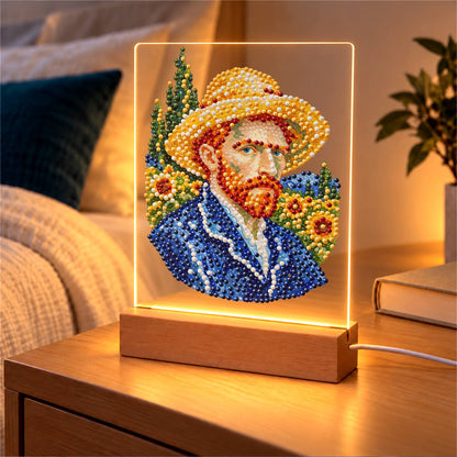 Red-Bearded Painter in a Straw Hat (Light-Up Pearl Painting)