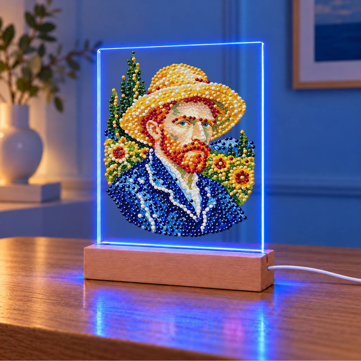Red-Bearded Painter in a Straw Hat (Light-Up Pearl Painting)