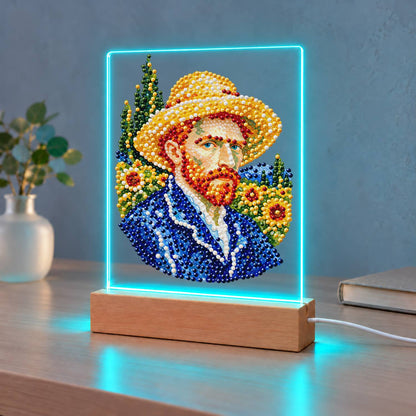 Red-Bearded Painter in a Straw Hat (Light-Up Pearl Painting)
