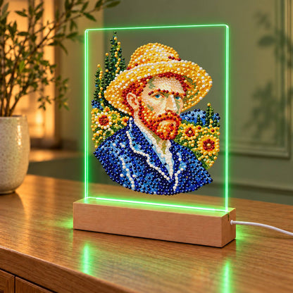 Red-Bearded Painter in a Straw Hat (Light-Up Pearl Painting)