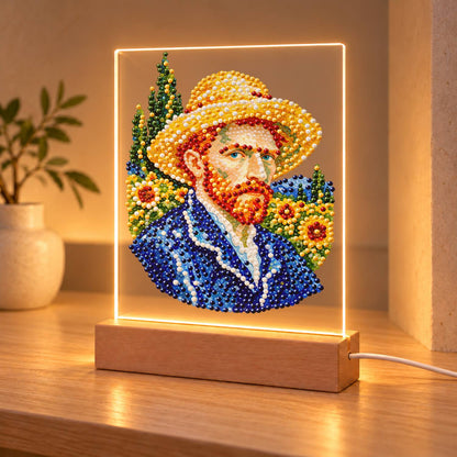 Red-Bearded Painter in a Straw Hat (Light-Up Pearl Painting)