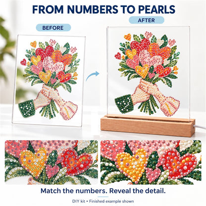 Hands Offering a Heart Bouquet (Light-Up Pearl Painting)