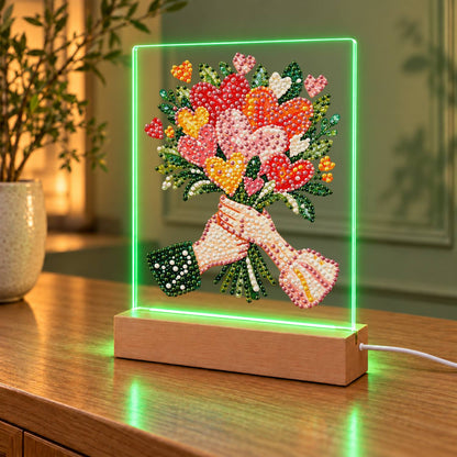 Hands Offering a Heart Bouquet (Light-Up Pearl Painting)