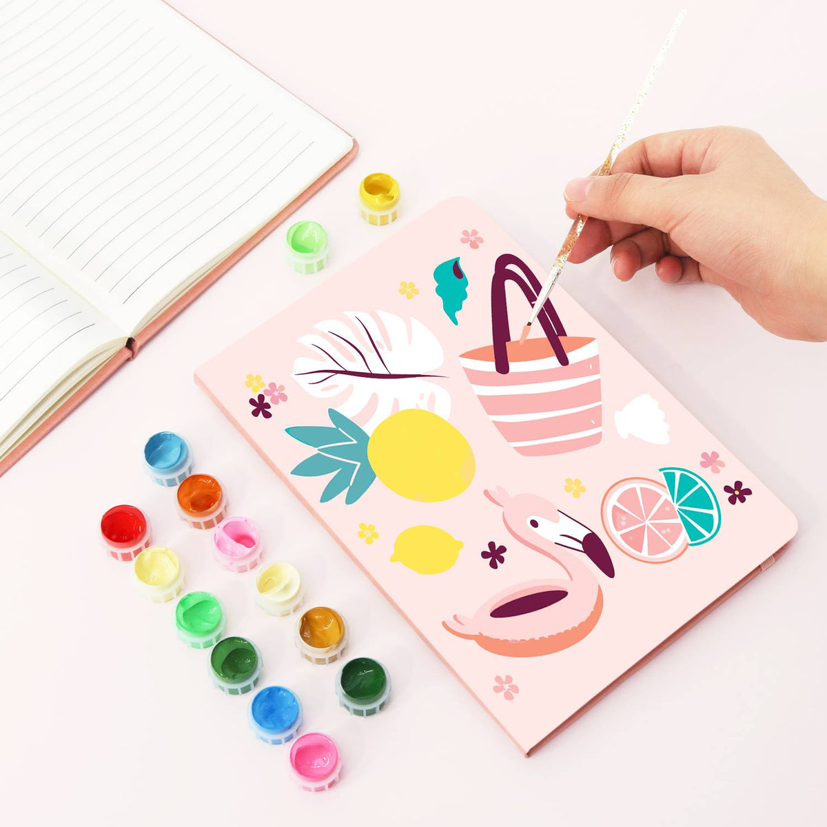 Flamingo Float Beach Day paint by numbers notebook – image 4