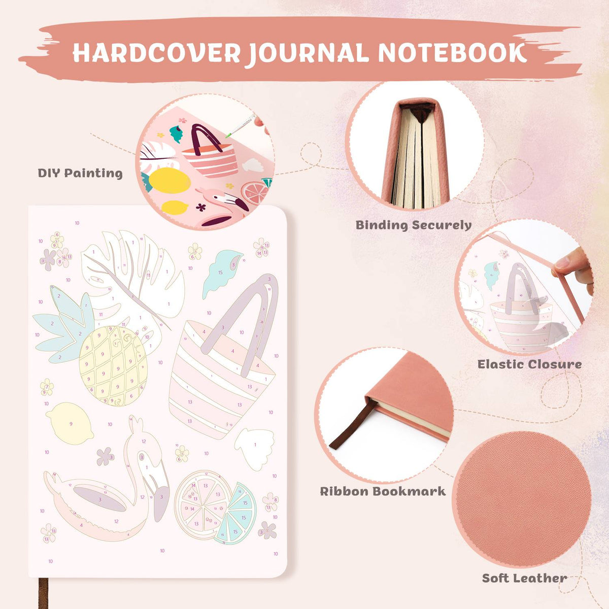Flamingo Float Beach Day paint by numbers notebook – image 8