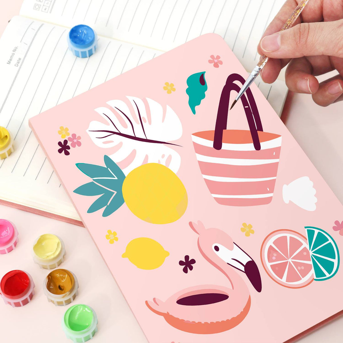 Flamingo Float Beach Day paint by numbers notebook – image 20