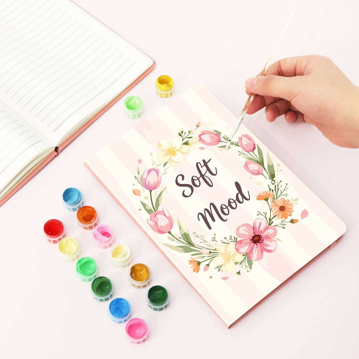Blush Tulip Wreath paint by numbers notebook – image 4