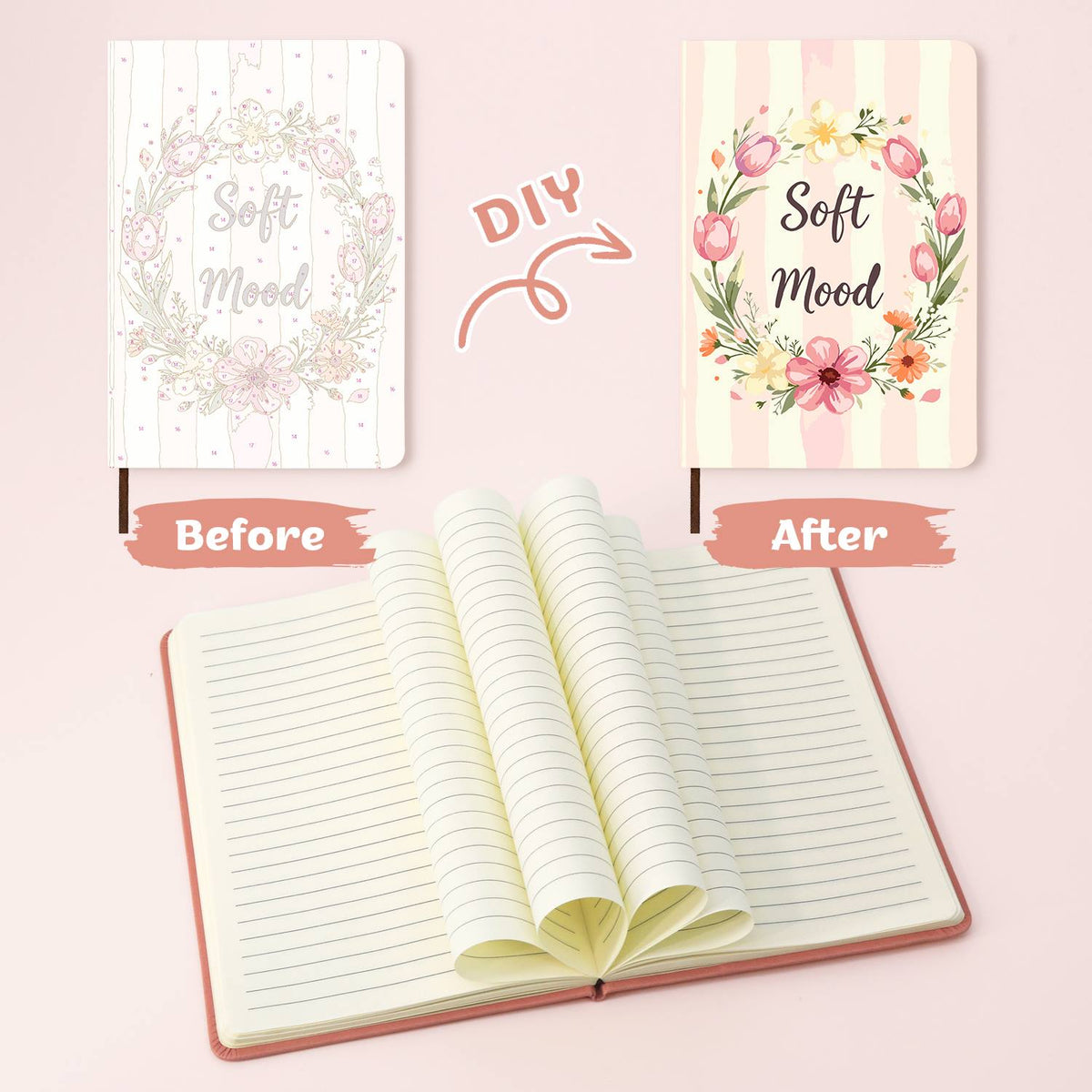 Blush Tulip Wreath paint by numbers notebook – image 23