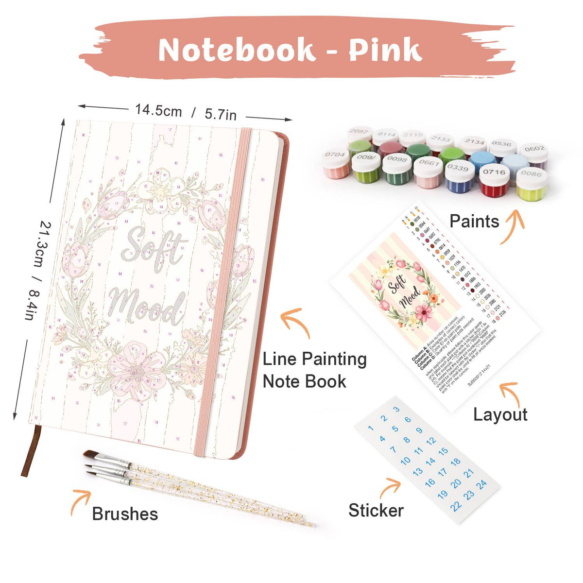 Blush Tulip Wreath paint by numbers notebook – image 30