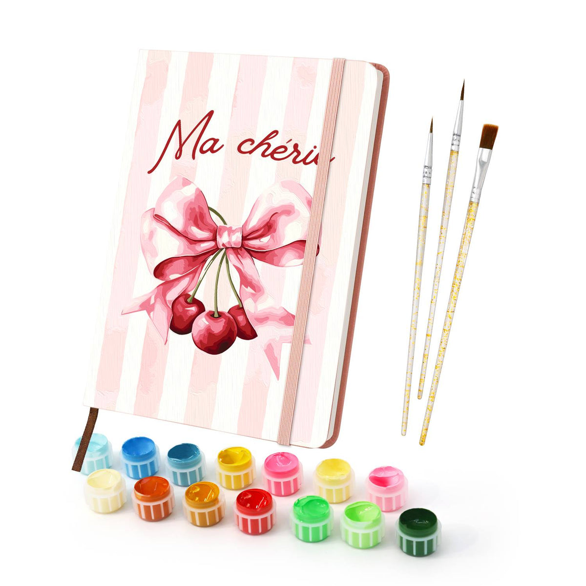 Cherries on a Pink Silk Bow paint by numbers notebook – image 2