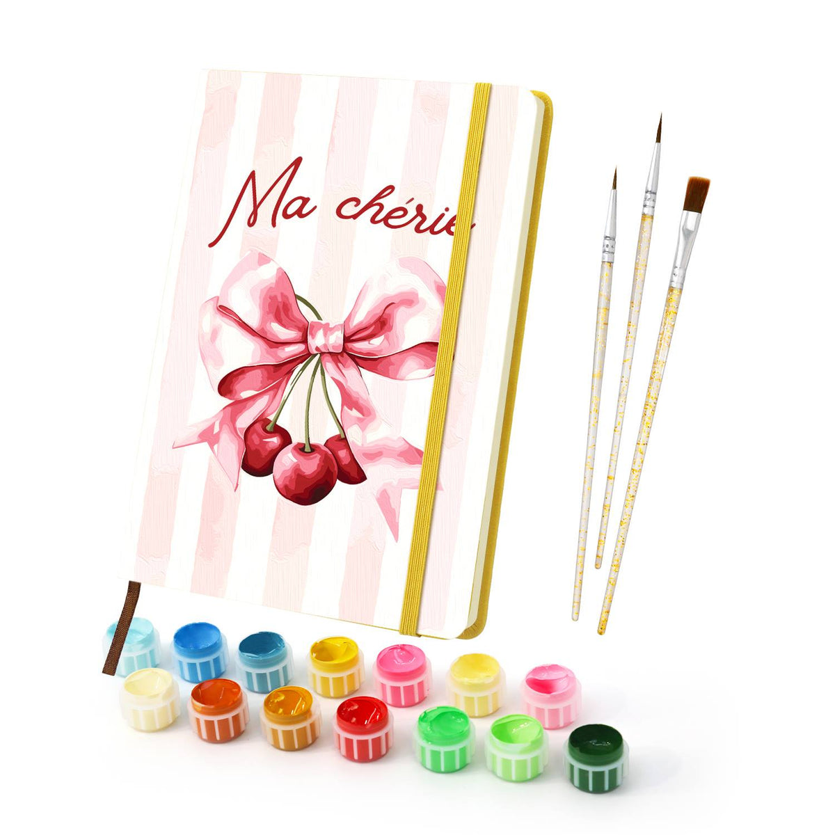 Cherries on a Pink Silk Bow paint by numbers notebook – image 3