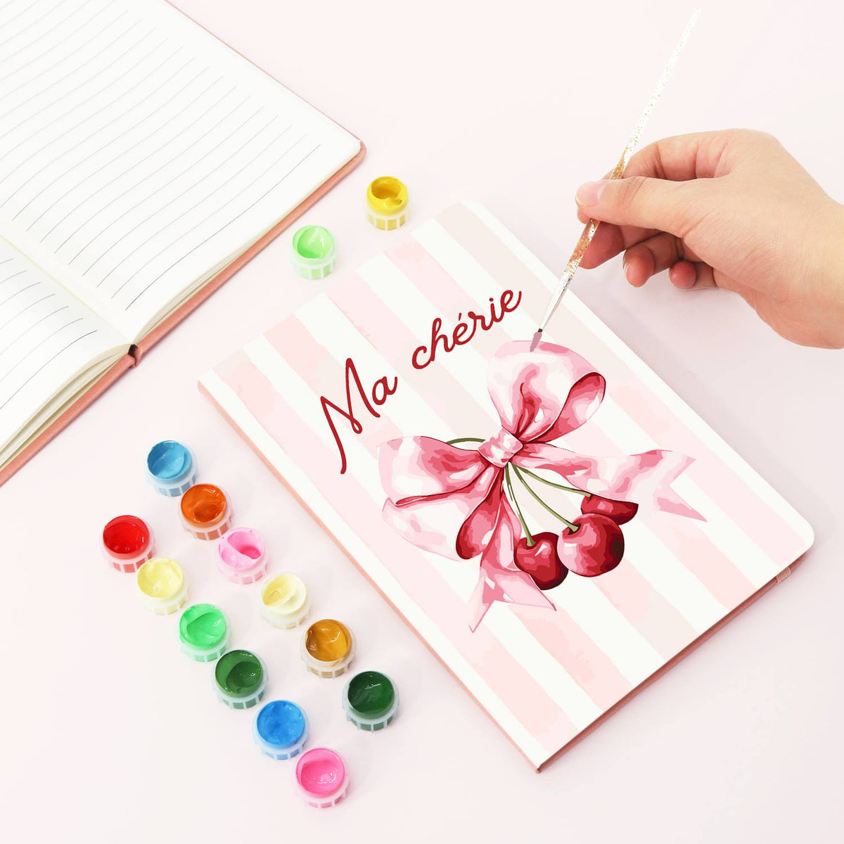Cherries on a Pink Silk Bow paint by numbers notebook – image 4