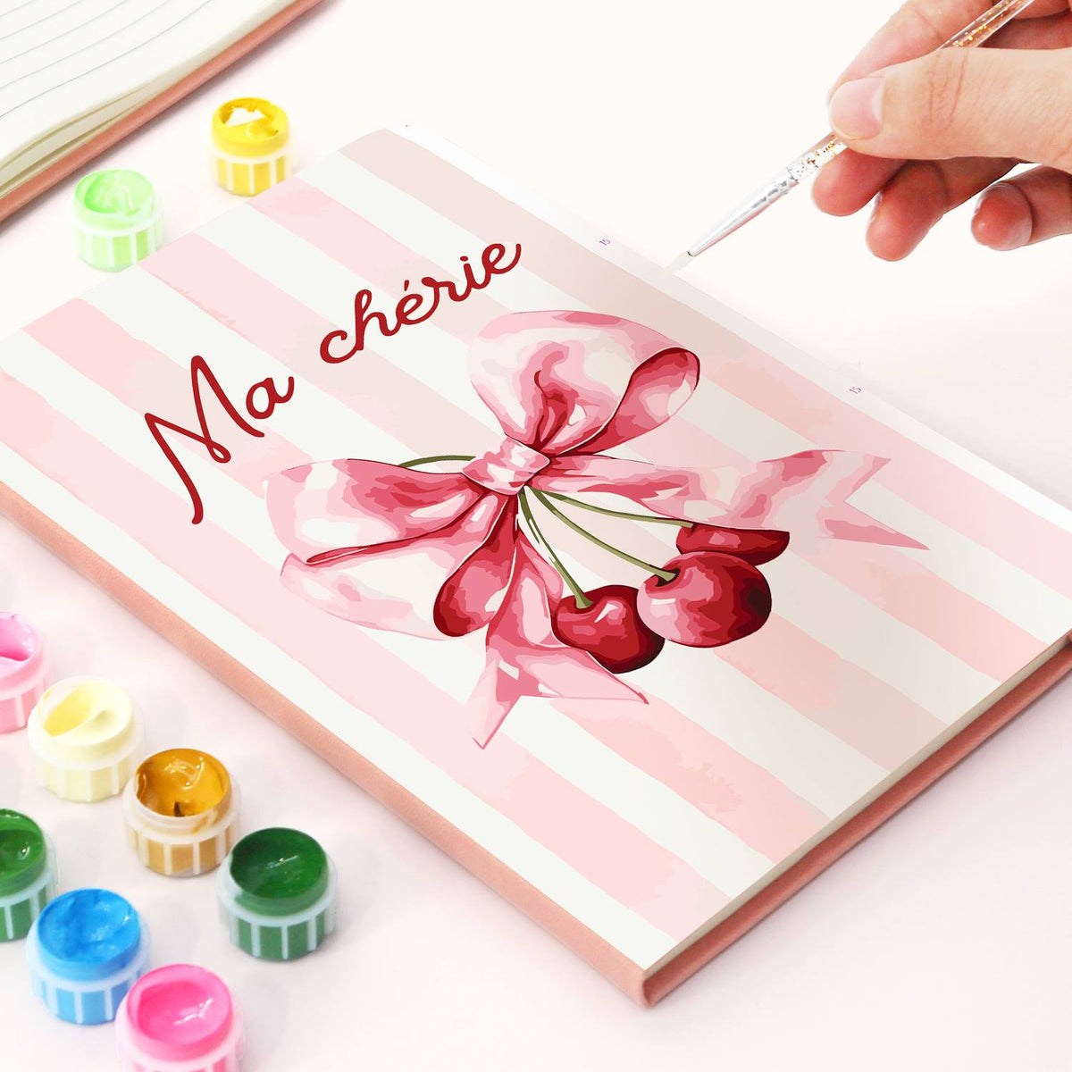Cherries on a Pink Silk Bow paint by numbers notebook – image 5