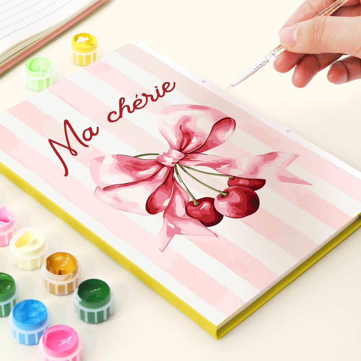 Cherries on a Pink Silk Bow paint by numbers notebook – image 6