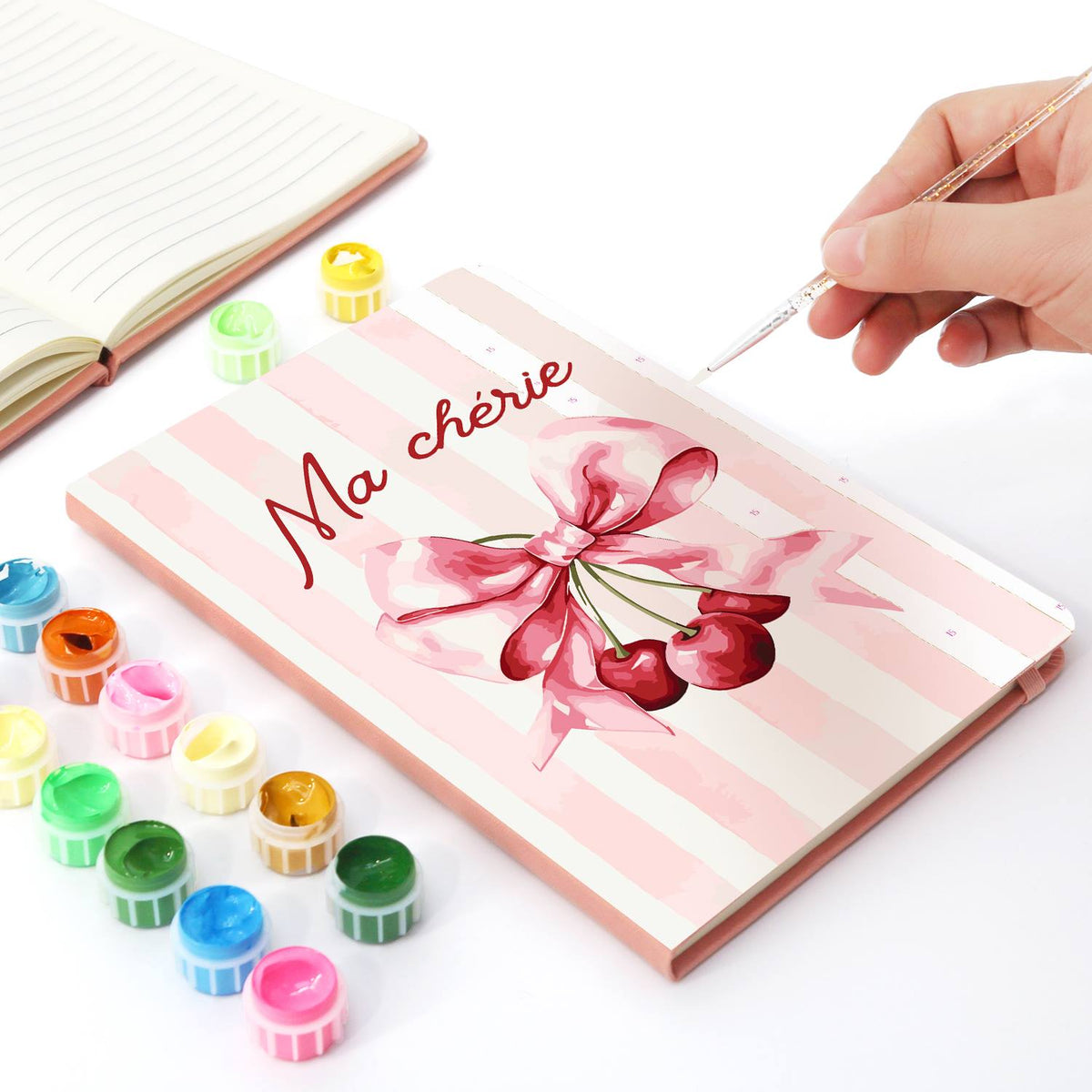 Cherries on a Pink Silk Bow paint by numbers notebook – image 7