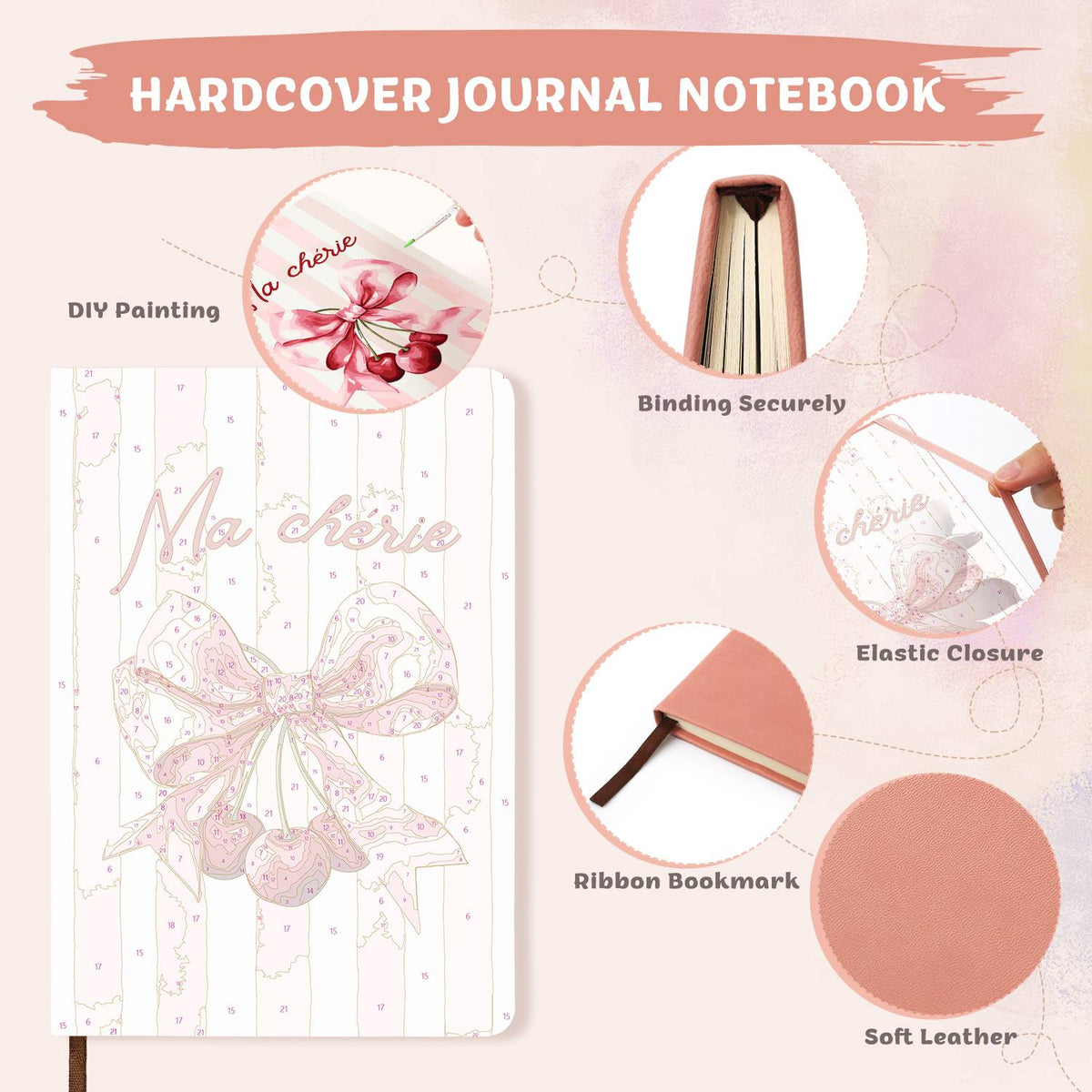 Cherries on a Pink Silk Bow paint by numbers notebook – image 8