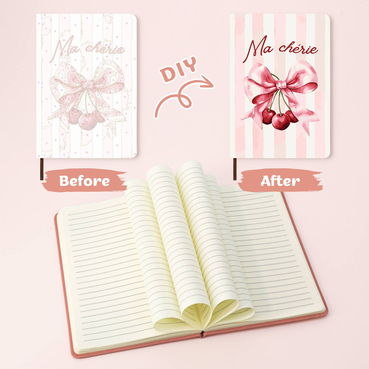 Cherries on a Pink Silk Bow paint by numbers notebook – image 23