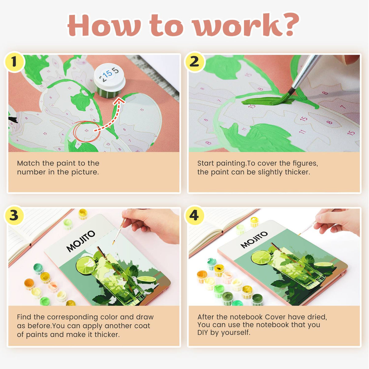 Muddled Mint and Lime Cooler paint by numbers notebook – image 21