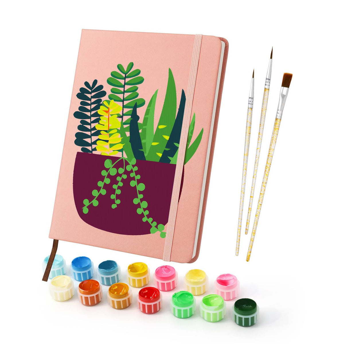 Trailing Succulents in Burgundy paint by numbers notebook – image 2