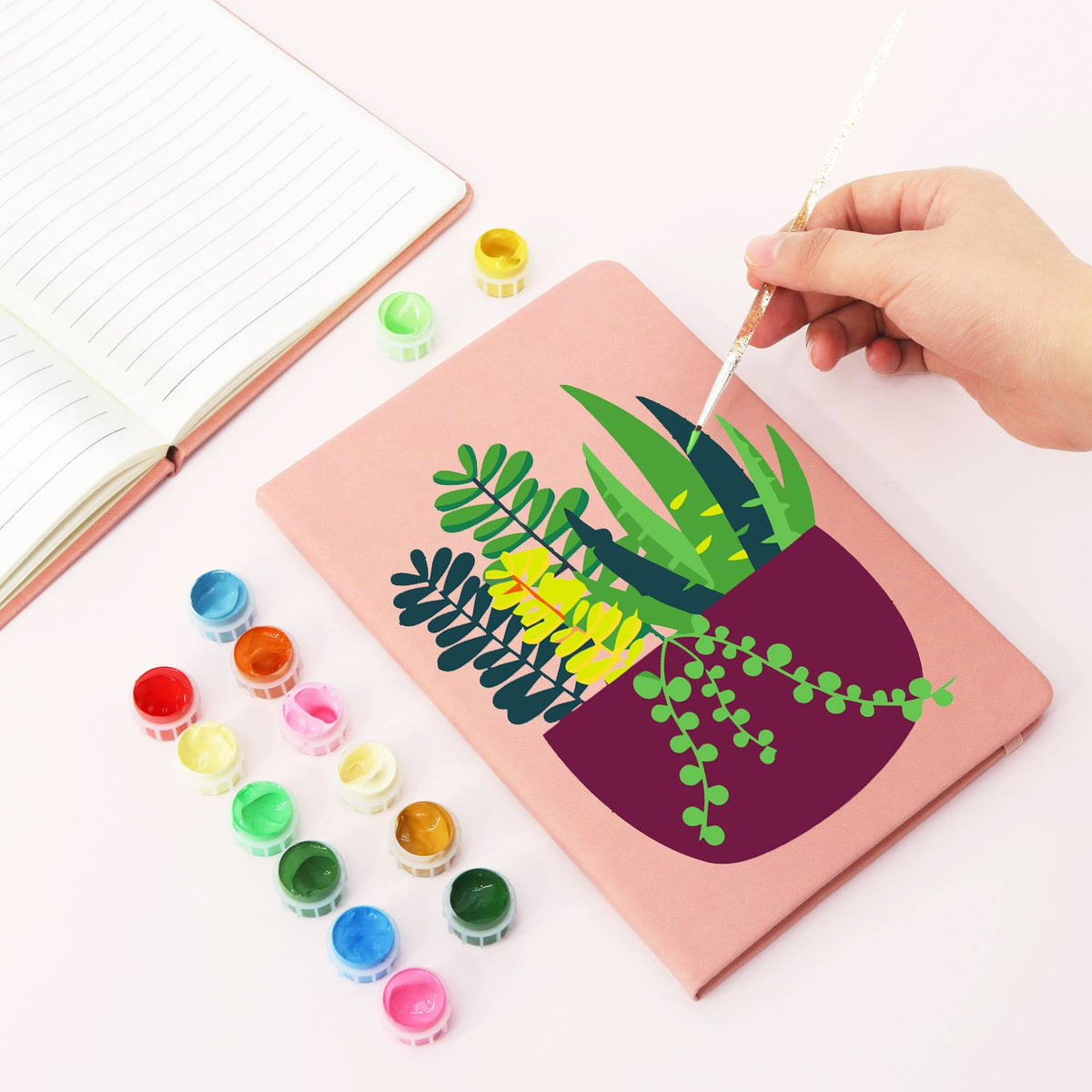 Trailing Succulents in Burgundy paint by numbers notebook – image 4