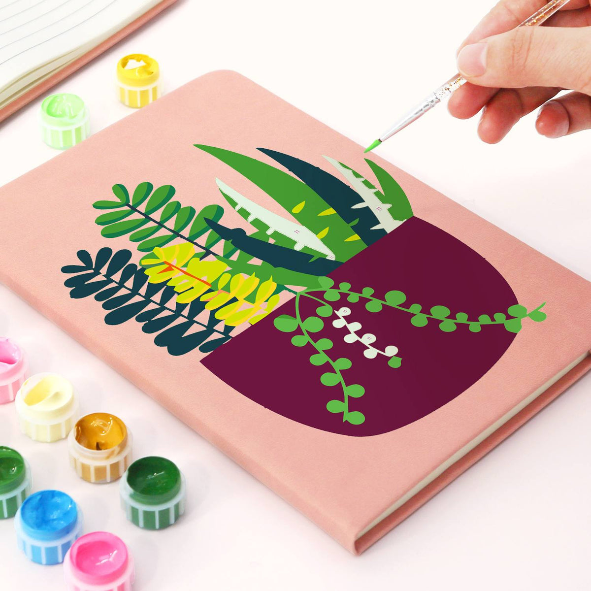 Trailing Succulents in Burgundy paint by numbers notebook – image 5